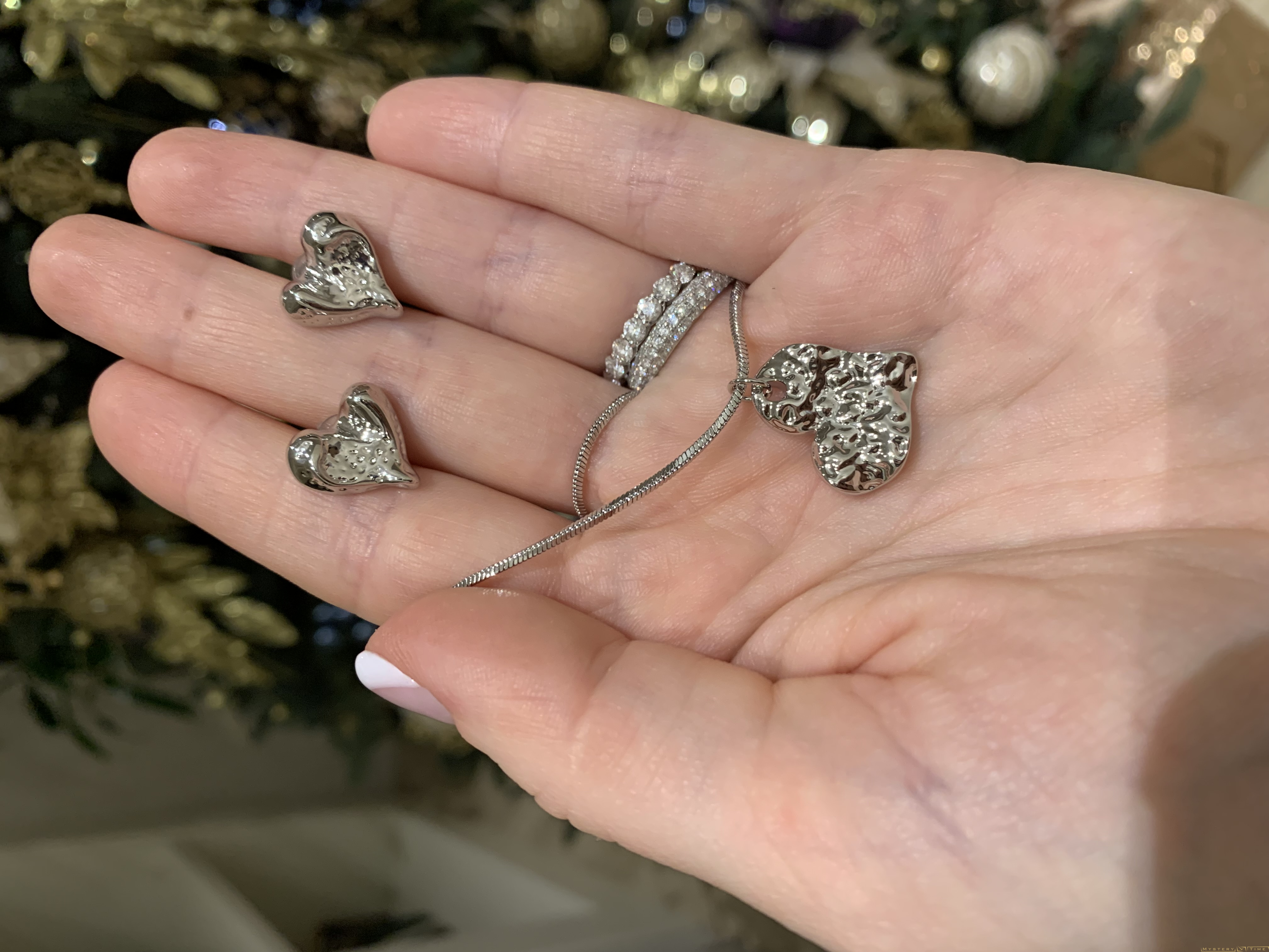 Серьги серебряные глянцевые сердца